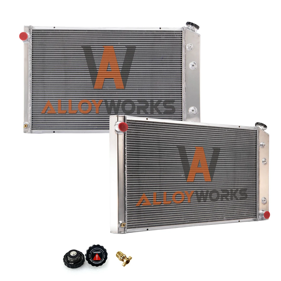 Alloyworks 4 Rows Aluminum Radiator Fits 1973-1987 Chevy Truck, 1973- 1991 Blazer GMC I6 V8 Overall 20-1/4" Height x 33-1/4" Width