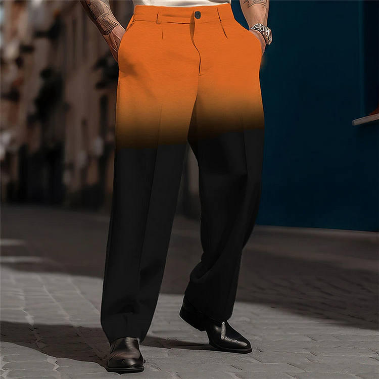 Men's Business Casual Gradient Slant Pockets Suit Pants