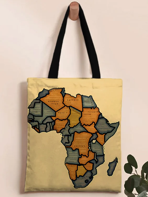 Men's African Map Graphic Print Tote Shoulder Bag