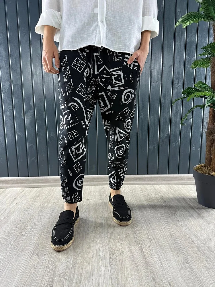 Printed Calf Nine Points Men's Pants