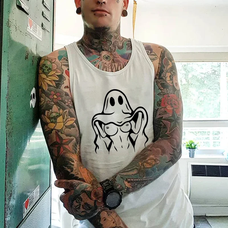 Naughty Ghost with Sexy Boobs Graphic Print Vest