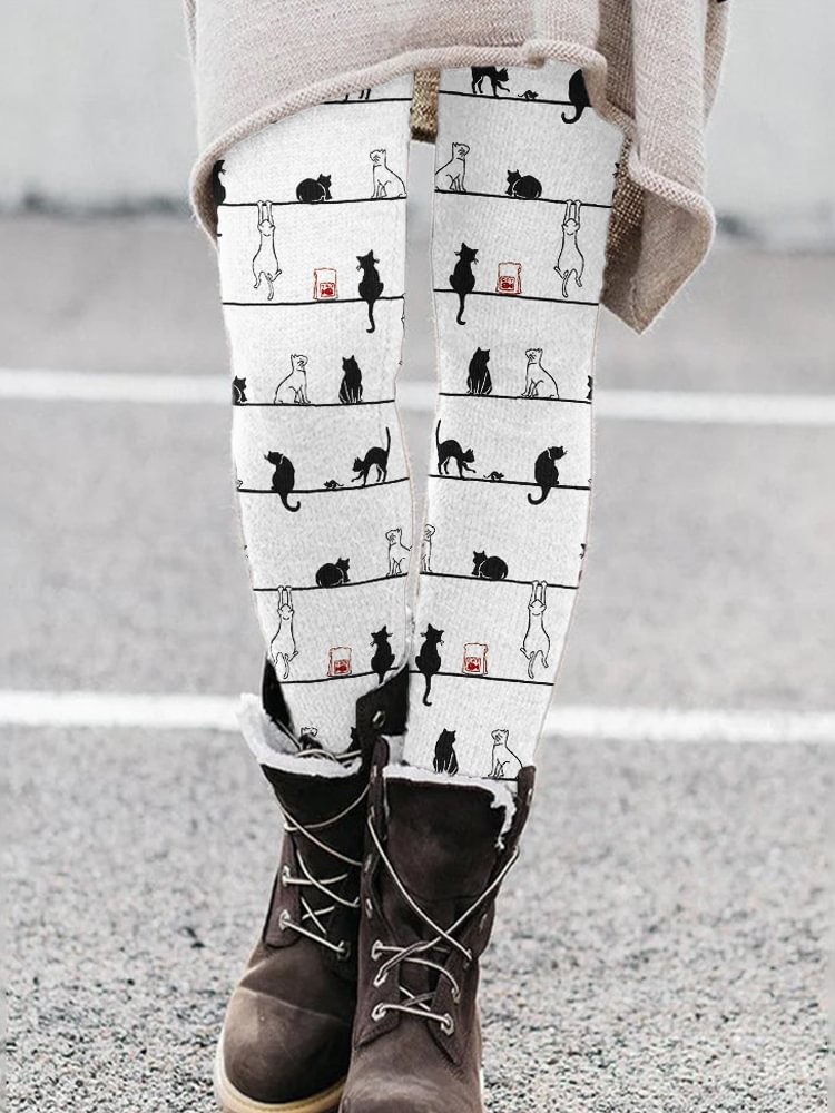 Lovely Cats Striped Comfy Leggings