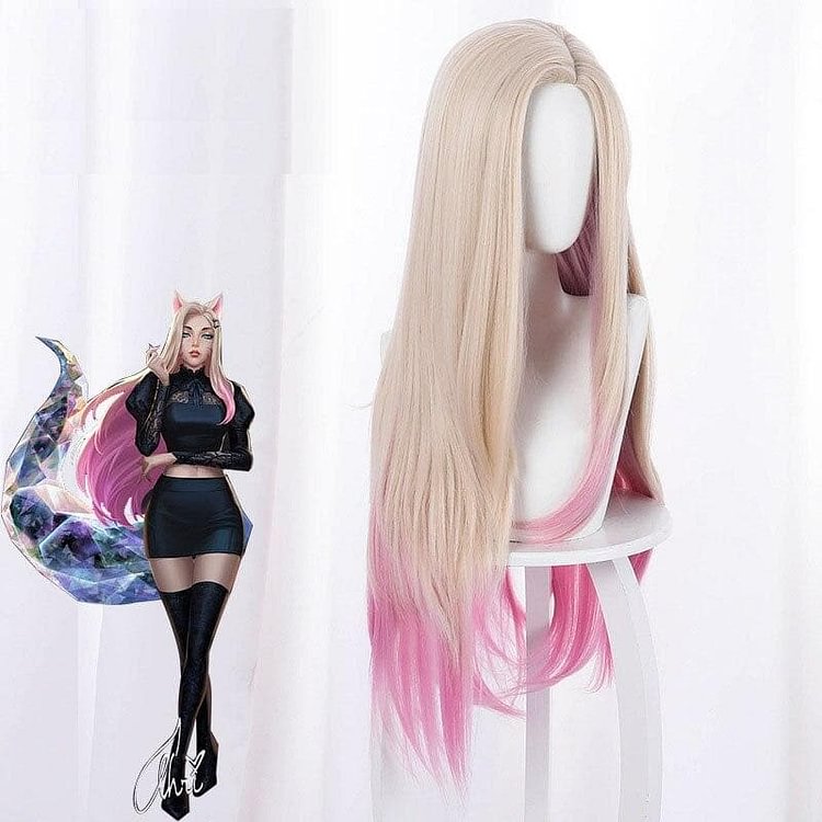 80cm Pink Game LOL Ahri Cosplay Wig SP15447