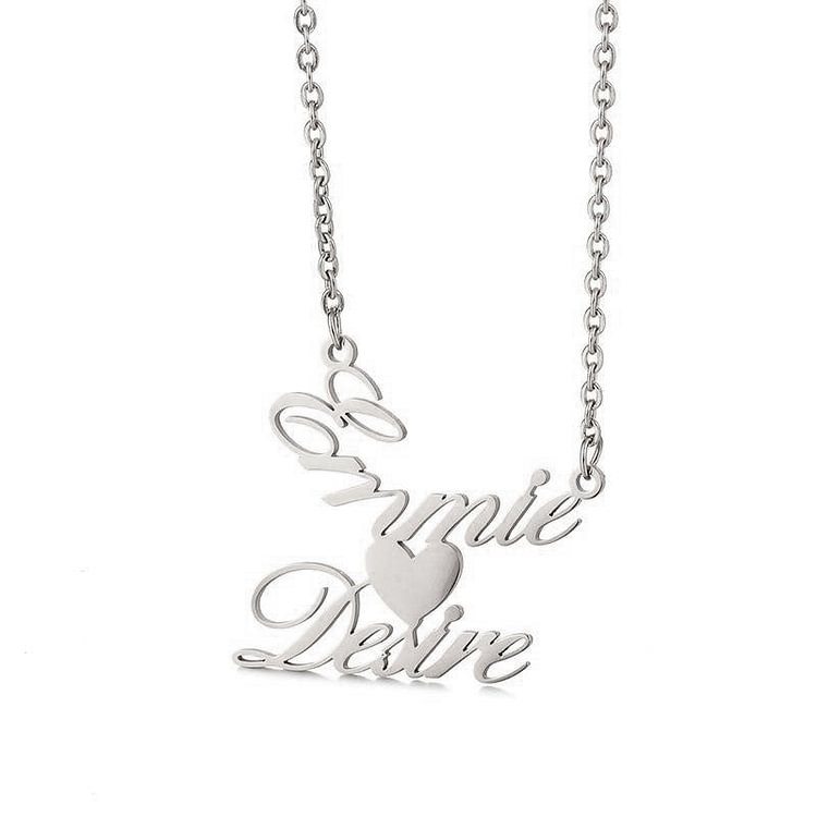 Name Love Heart Stitching Necklace
