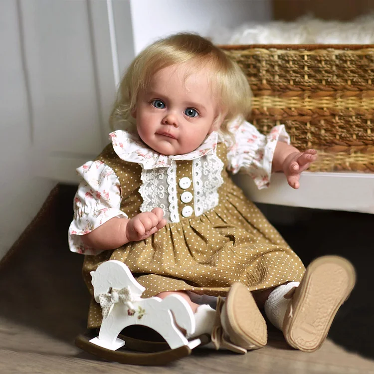 Reborn Blonde Hair Baby Girl Doll 17"or 22" Spolu Soft Weighted Body Real Lifelike Cloth Body Reborn Doll