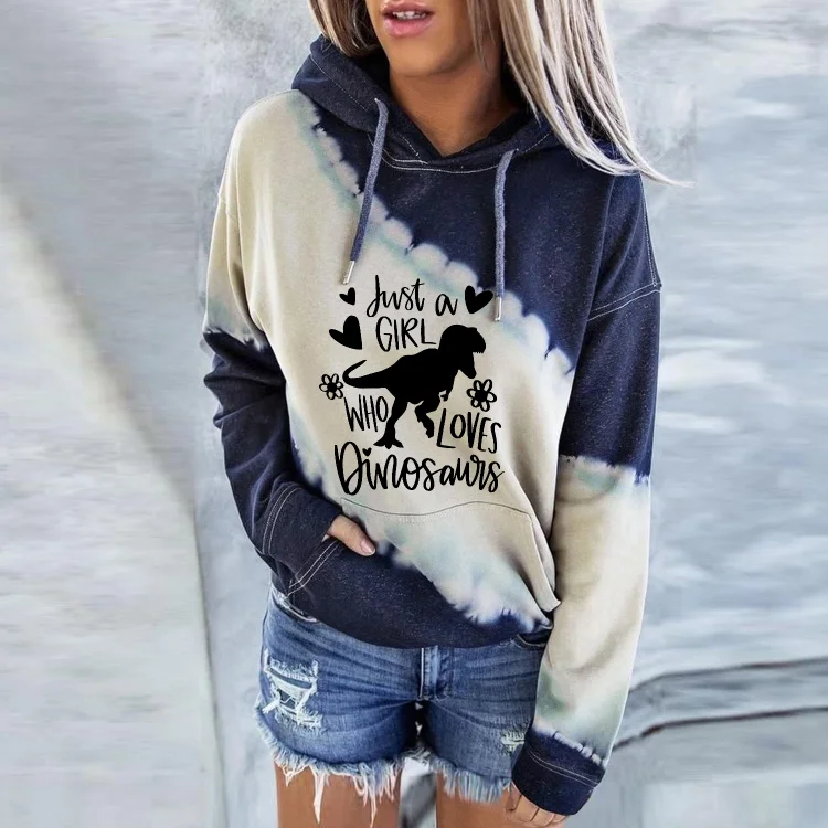 Girl Loves Dinosaurs Tie-Dye Hoodie