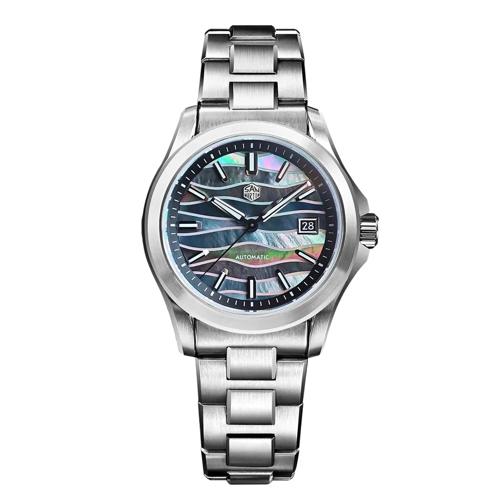 San Martin Watch 39mm Miyota 9015 Automatic Mechanical With Mop Guilloche SN0150 San Martin Watch San Martin Watch