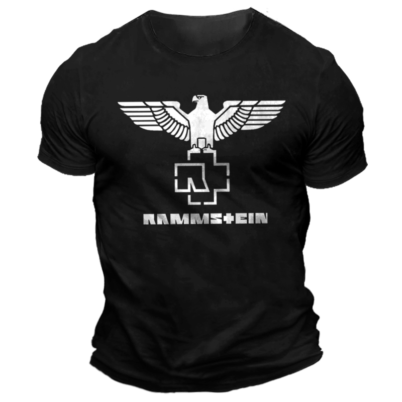 Men's Rammstein Rock Band Print Solid Color Short Sleeve Crew Neck T-Shirt / TECHWEAR CLUB / Techwear