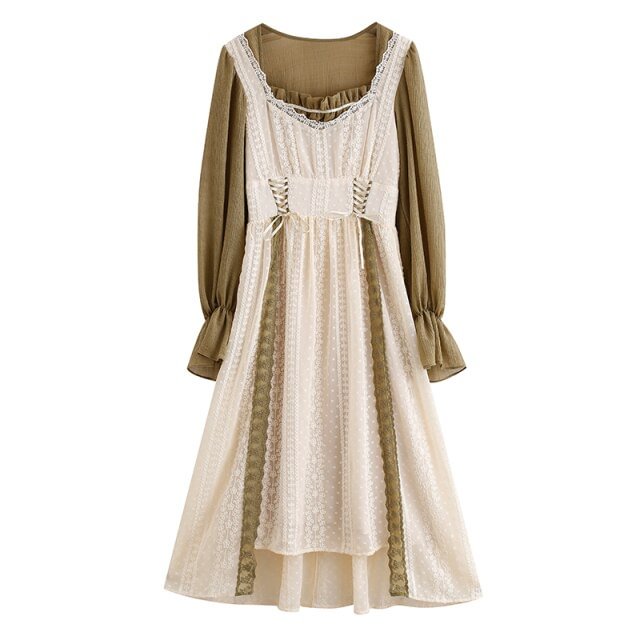 Sweet Flare Sleeve Chiffon Bandage Cottage Dress SP17740