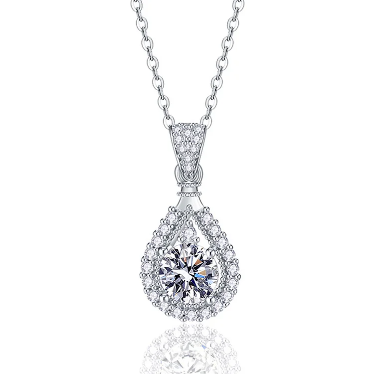 Sterling Silver Drop Moissanite Necklace
