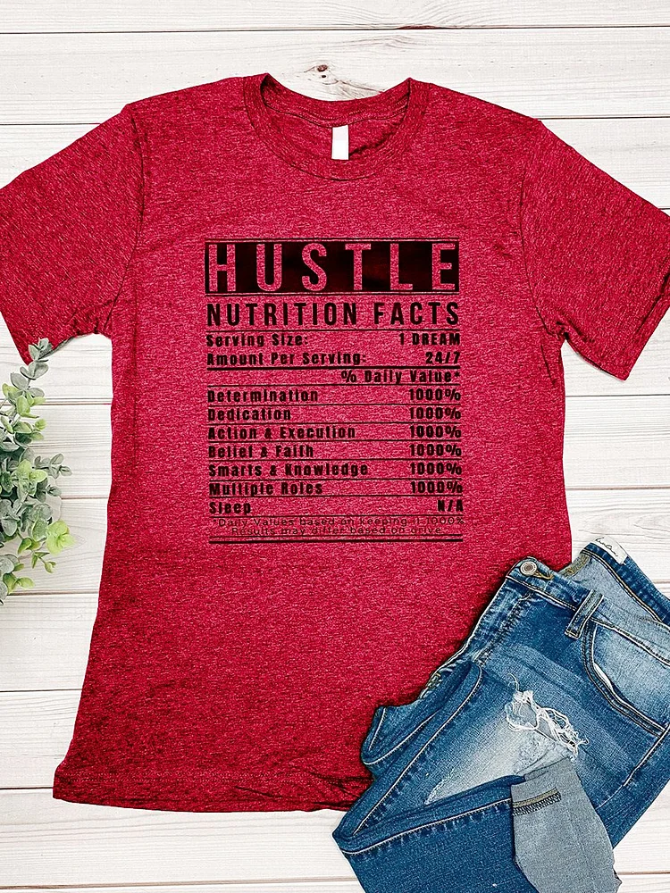 Bestdealfriday Hustle Letter Graphic Tee