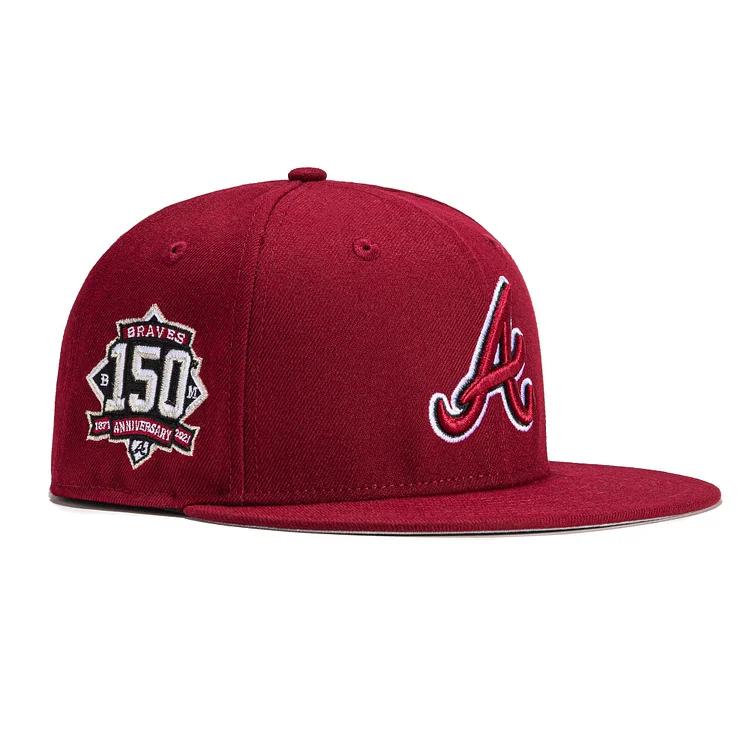 New Era 59Fifty Gotta be the Hat Pack Atlanta Braves 150th Anniversary Patch Hat - Cardinal QueenFunky