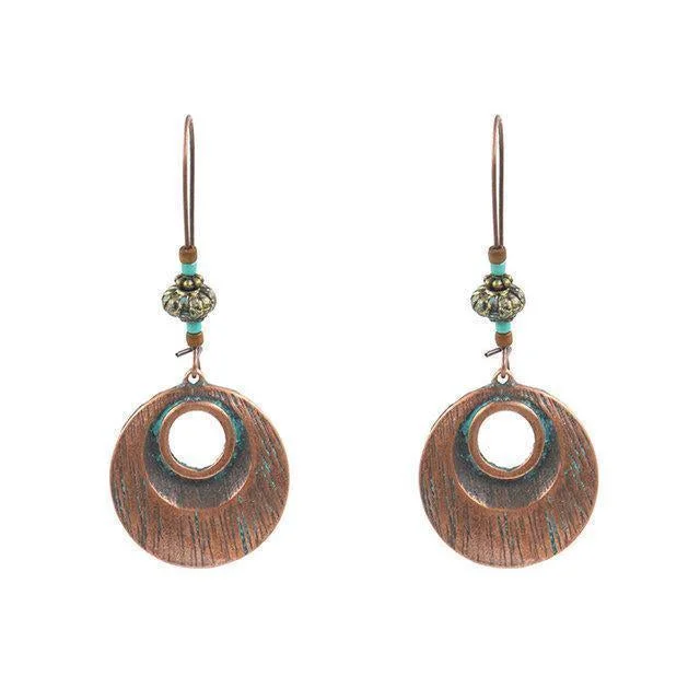 Womens Vintage Round Alloy Earrings
