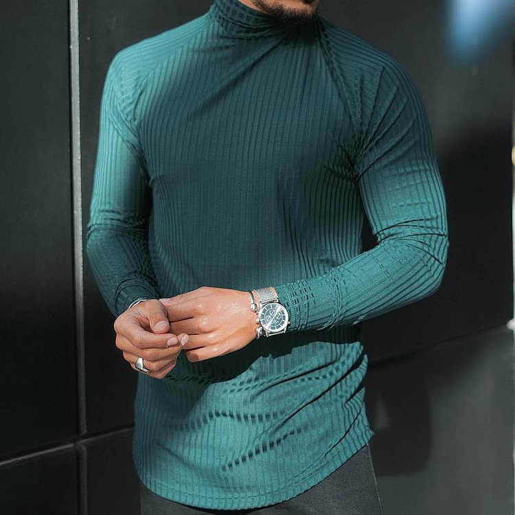 Pit Strip Turtleneck Long Sleeve T-Shirt