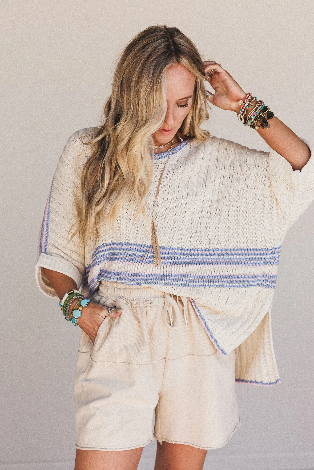 Usual Magic V Neck Top - Natural