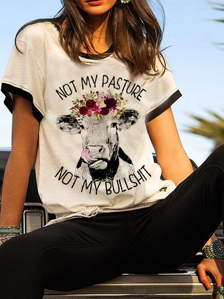 Bestdealfriday White Vintage Short Sleeve Jersey Printed Shirts Tops 9239514