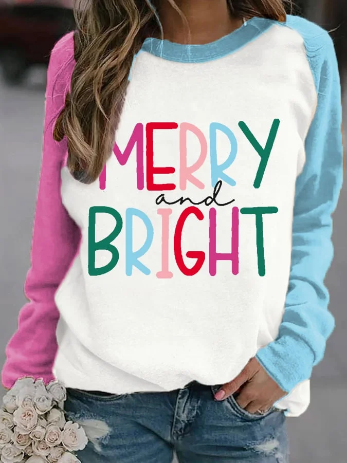 Women‘s Merry And Bright Print Casual Sweatshirt socialshop