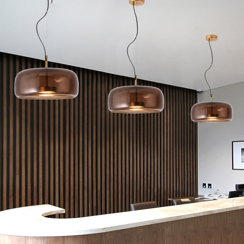 Modern Rounded Smoked Glass LED Pendant Light