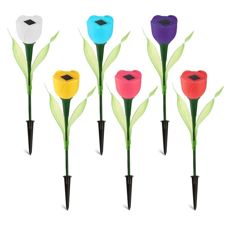 6-Pieces: Solar Garden Tulip Flower Lights