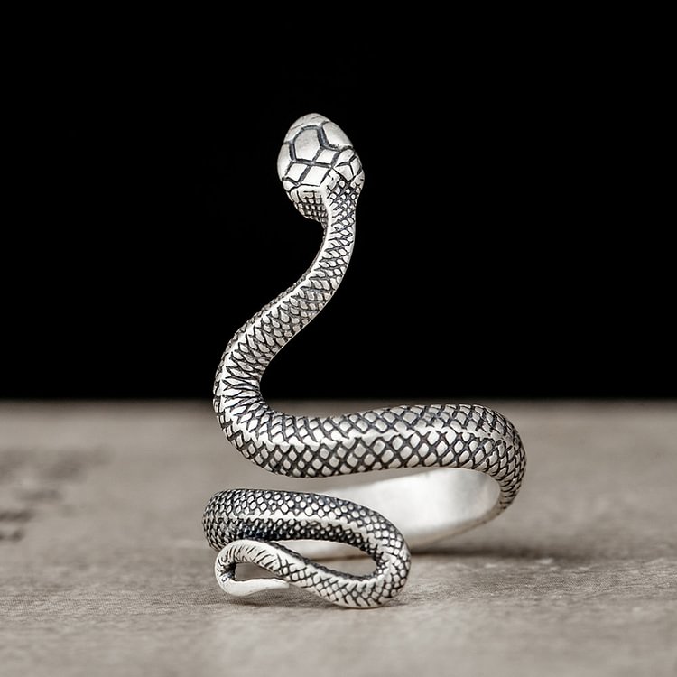 Sterling Silver Snake Open Adjustable Ring
