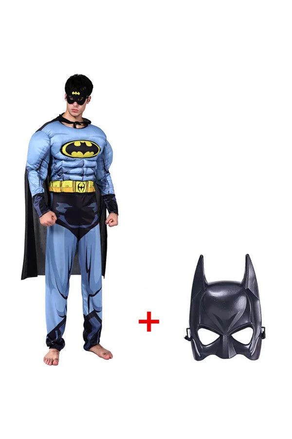 Cool Muscular Batman Halloween Costumes For Mens Light Blue-elleschic