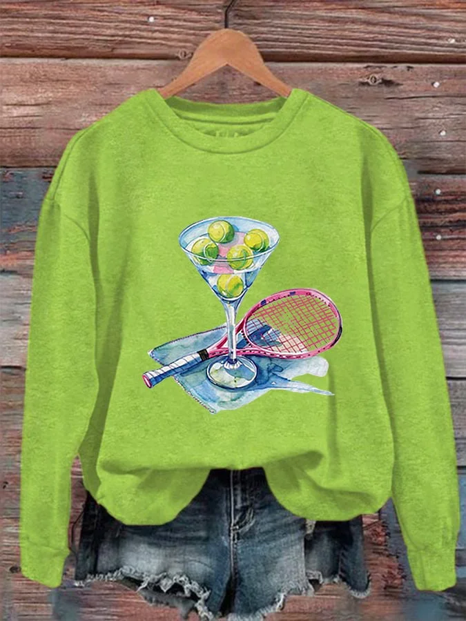 Women's Funny Tennis Tennis Lover Print Sweatshirt socialshop