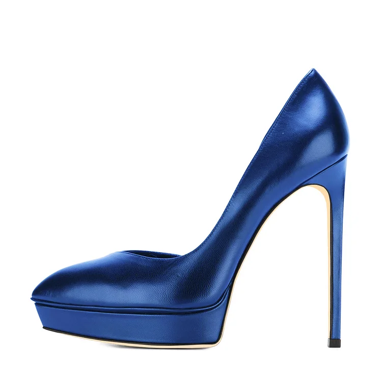 Navy D'orsay Platform Pumps with Chunky Heels Vdcoo