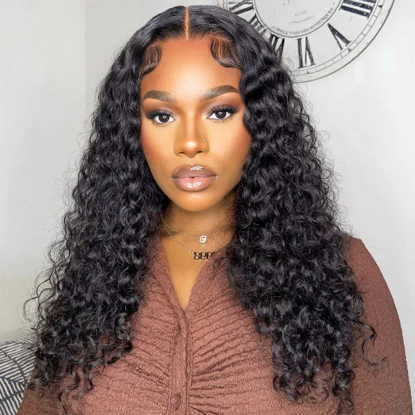 4x4 HD Lace Closure Wigs Water Wave Wig Pre Plucked Glueless Human Hair Wig