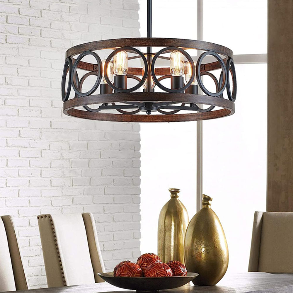 Farmhouse Drum 5-Light Pendant Light