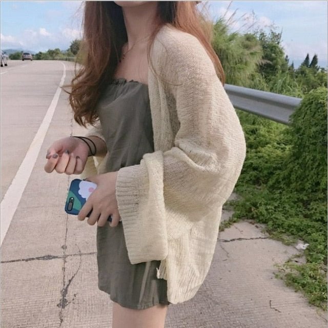 Kaguster Knitted Cardigan women plus size Summer cardigan Sweater women Loose Hollow coat kardigan Sweter Cardigans korean top - BlackFridayBuys