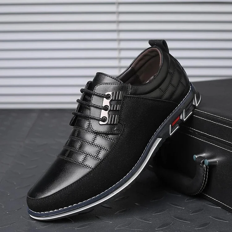 Sale|  Black	UK10/46 | Men's Casual Leather Shoes British Lace Up Business Classic Loafers Oxford Comfortable Breathable Driving Office shopify Stunahome.com