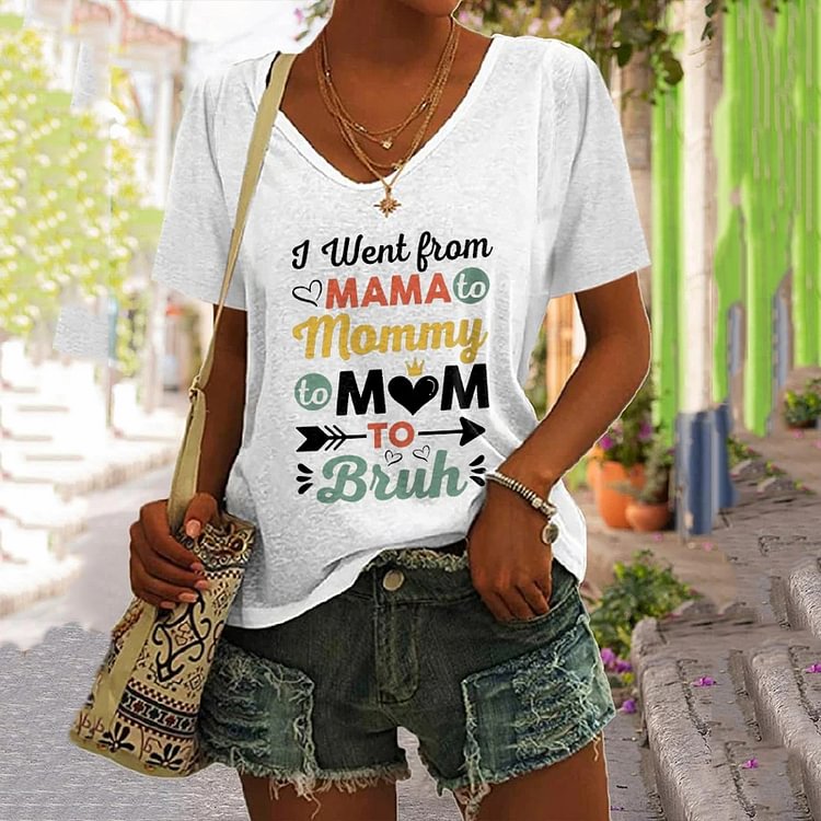 Comstylish Mama Mommy Mom Bruh Print T-Shirt