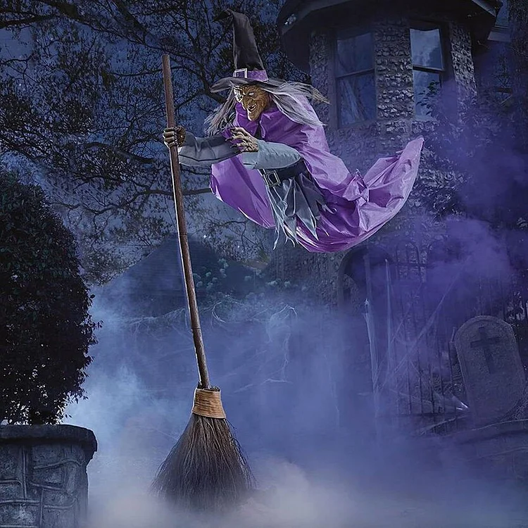6FT Giant Sized Animated LED Hovering Witch