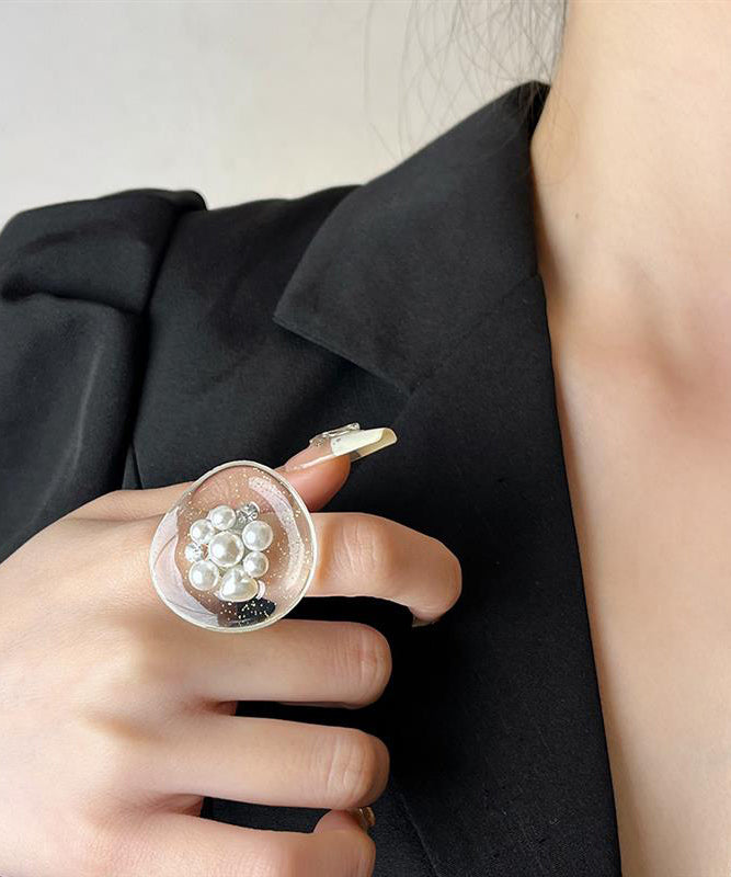 Bohemian Nude Pearl Alloy Pearl Open Rings