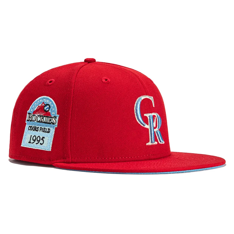 Exclusive New Era 59Fifty Red Icy Colorado Rockies 1995 Inaugural Patch Hat - Red QueenFunky