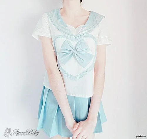 Blue/Pink Pastel Heart Sailor Top SP130068