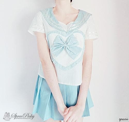 Blue/Pink Pastel Heart Sailor Top SP130068
