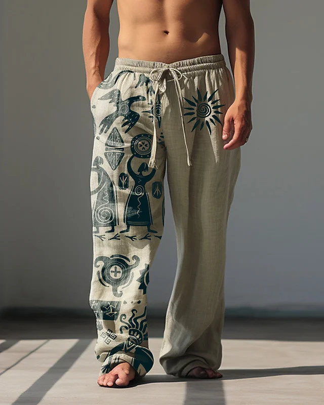 Suitmens Men's Southwest Style Cotton Linen Trousers  02