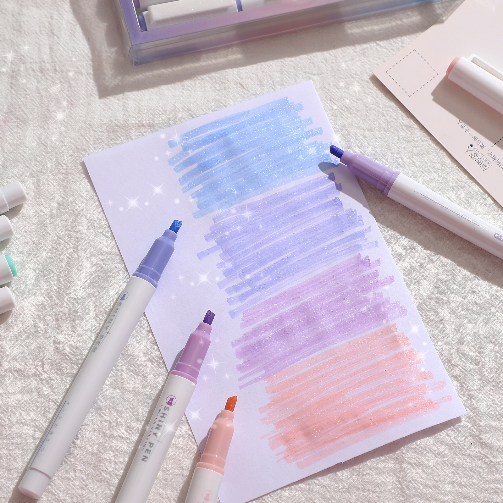 JOURNALSAY 4 Colors/Set Cute Sparkling Aesthetic Highlighter DIY Journal Drawing Art