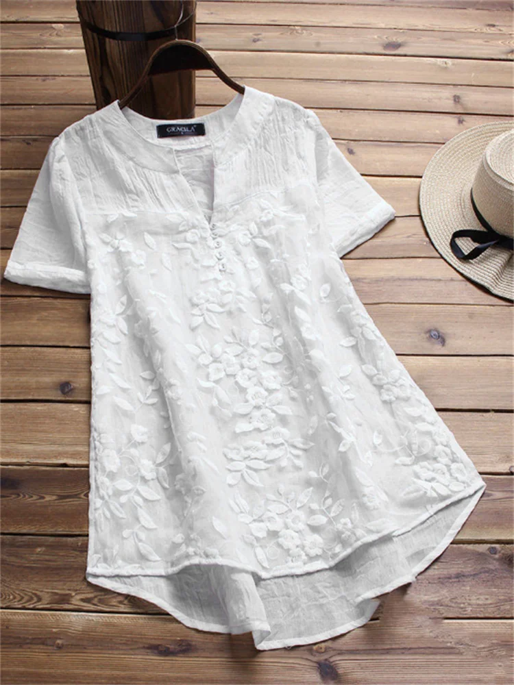 Floral Embroidered Lace Patchwork Tunic