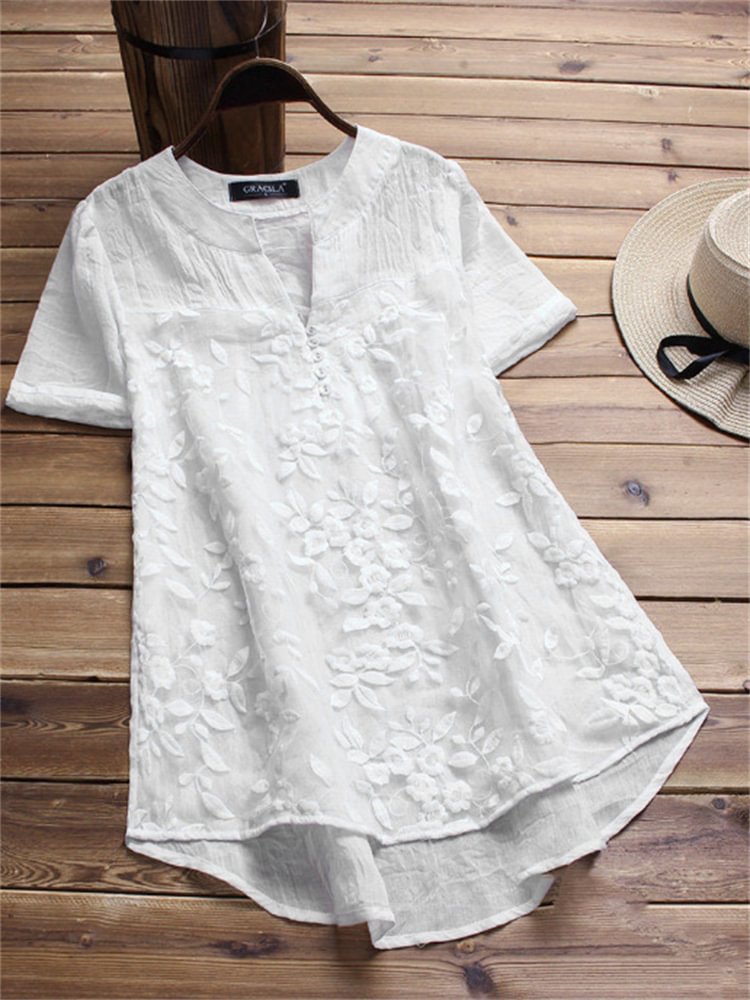 Floral Embroidered Lace Patchwork Tunic