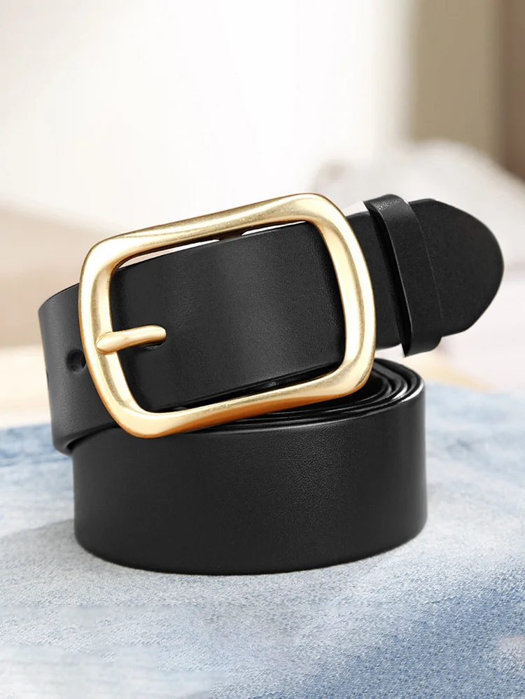 Business Minimalist Pin Buckle Solid Color Belt 