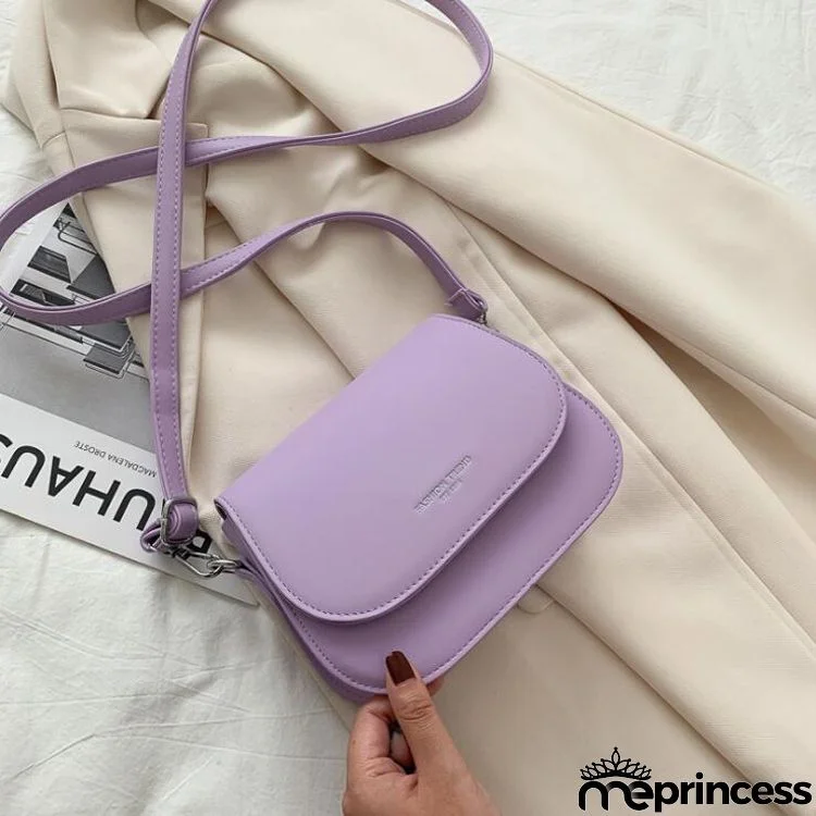 Women Basic Flap Design Letter Embossing PU Crossbody Bag