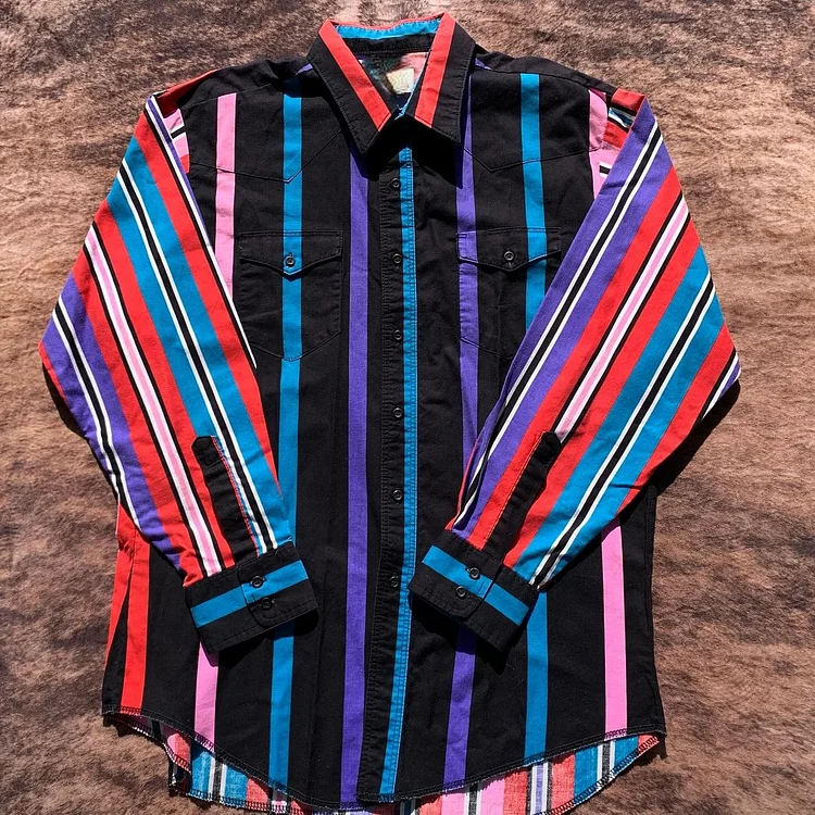 Men's Vintage Western Multi Stripe Shirt
