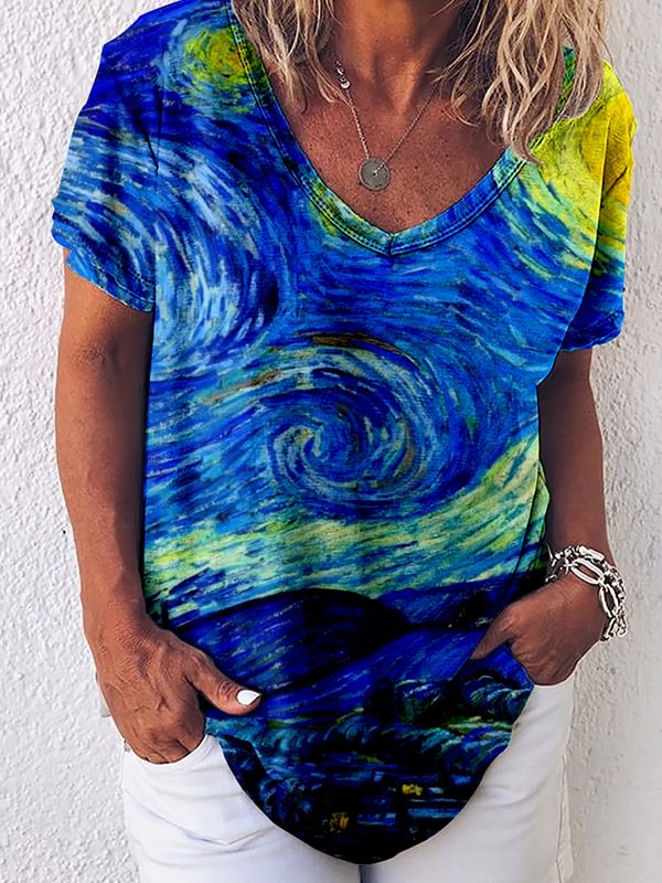 Van Gogh Starry Sky Painting Casual Tee