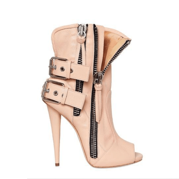 VCSHOES Peep Toe High Cone Heel Goth Sandal Boots