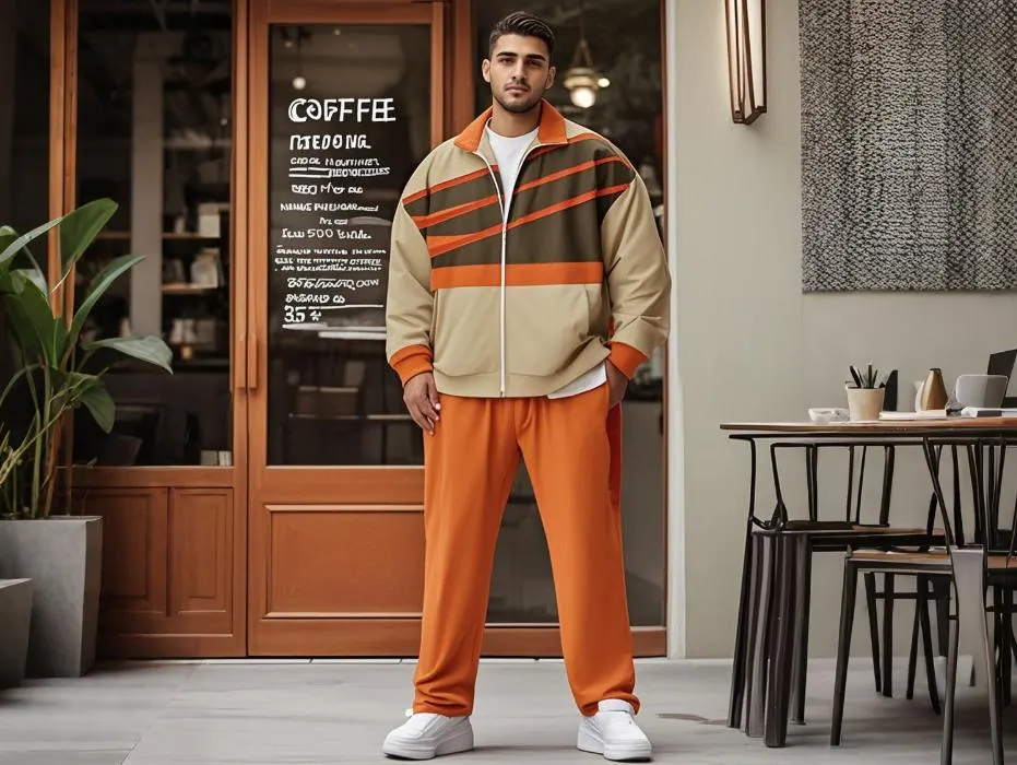A stylish casual men's big and tall jogger sets