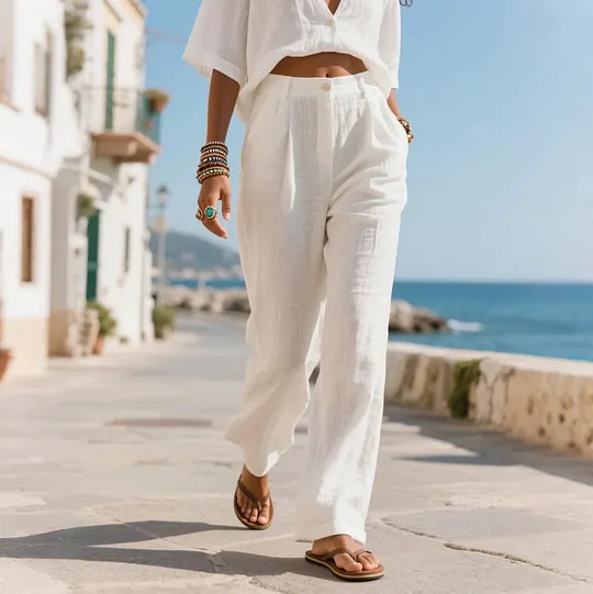 Women's Elegant Loose Comfortable Breathable Linen Suit Pants Trousers