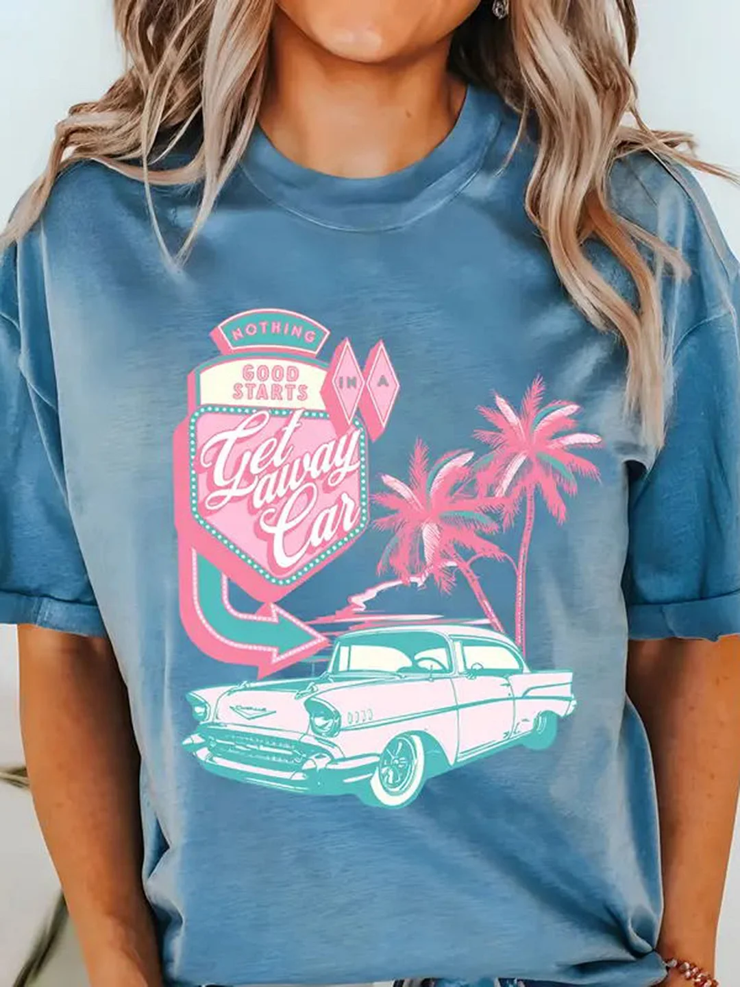 Vintage Getaway Car T-Shirt Crew Neck Comfort / DarkAcademias /Darkacademias