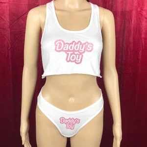 pornhint Pornhint Daddys Toy Glitter Shirt Crop Top DDLG Submissive Clothing Yes Daddy Dom Clothes Slut Kawaii Lingerie